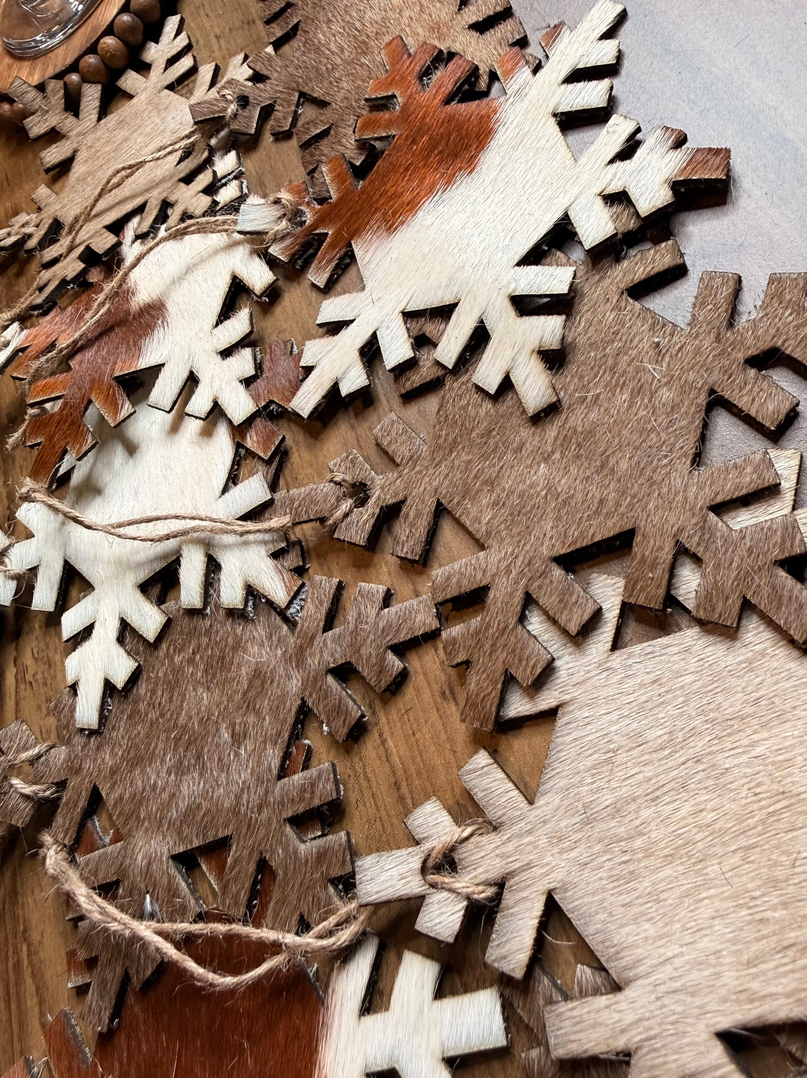 Handmade Genuine, Cowhide Snowflake Ornament