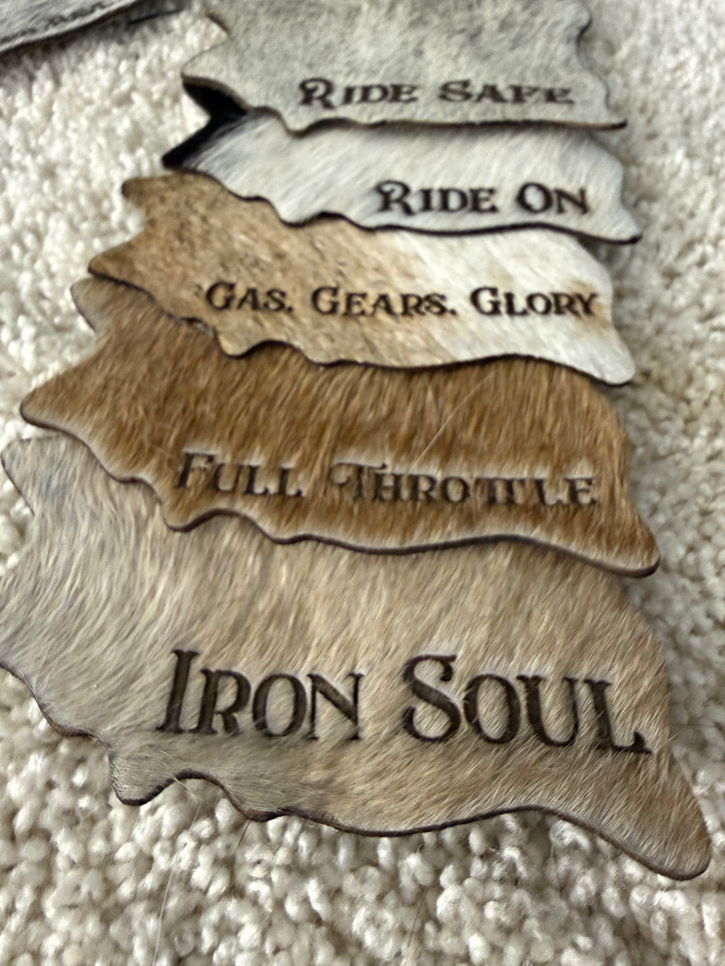 Quote/Saying Cowhide Engraved Coasters