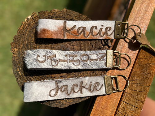BOGO-Personalized Genuine Cowhide Keychain (Includes engraving)