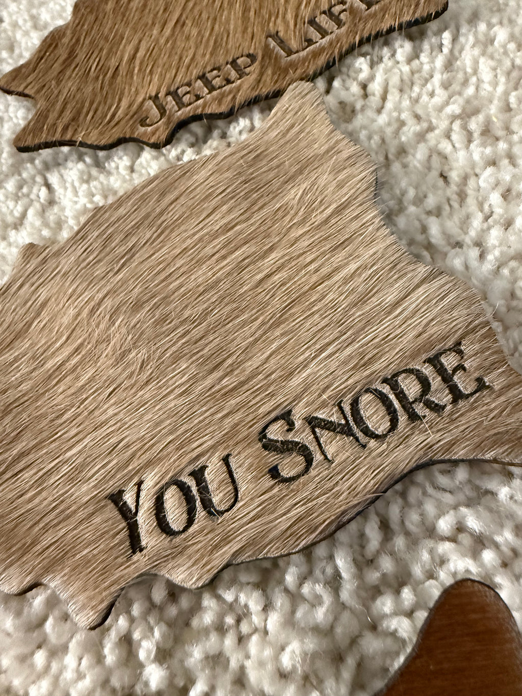Quote/Saying Cowhide Engraved Coasters