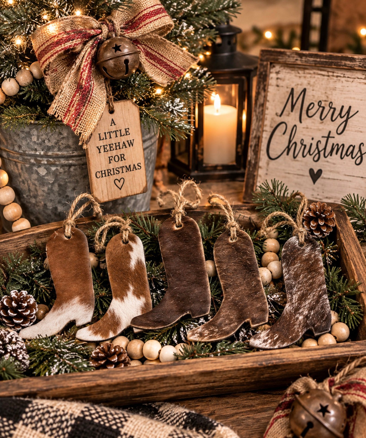 Handmade Genuine Cowhide Cowboy Boot Ornaments