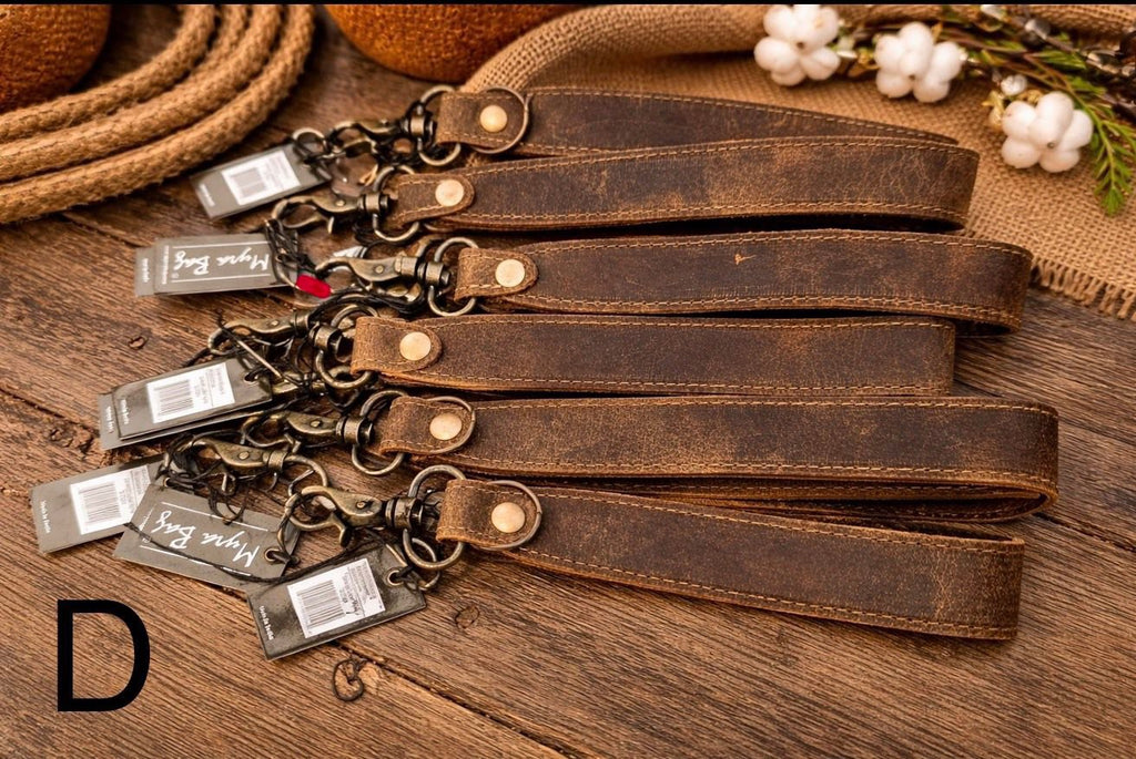 Wild West Cowhide Keychains –(Engraving is extra)