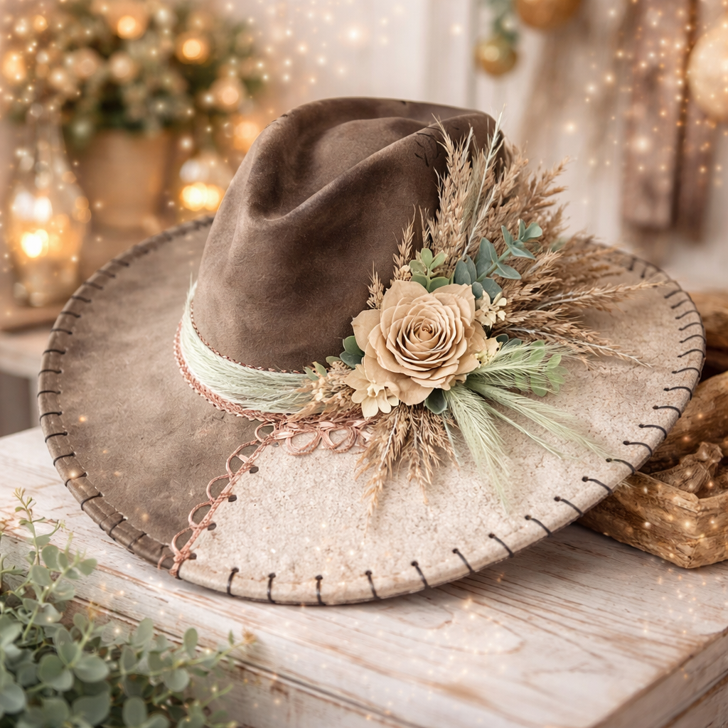 Dusty Trail Western Fedora – Handcrafted Boho Statement Hat