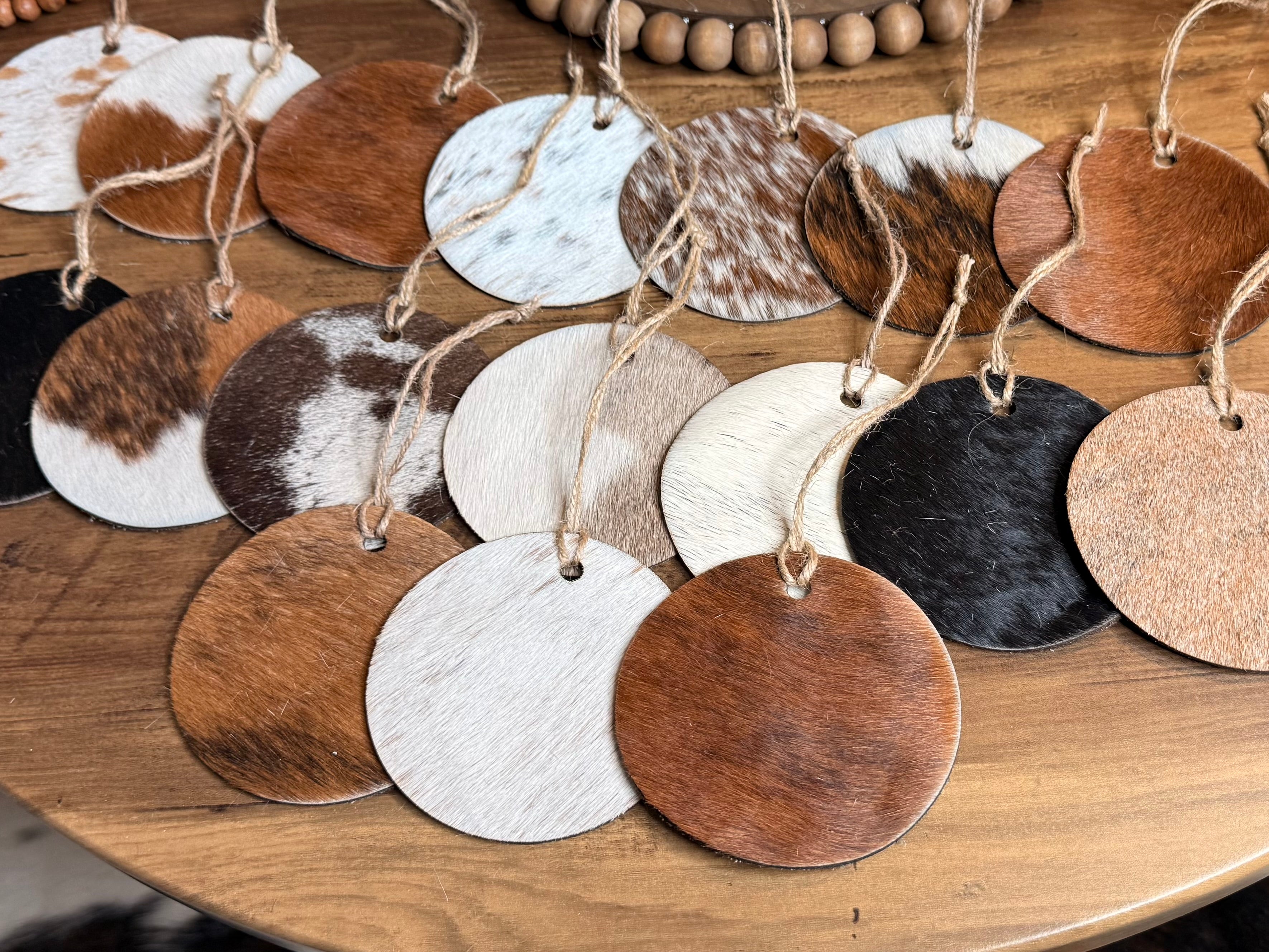 Handmade Genuine Cowhide Circle Ornaments