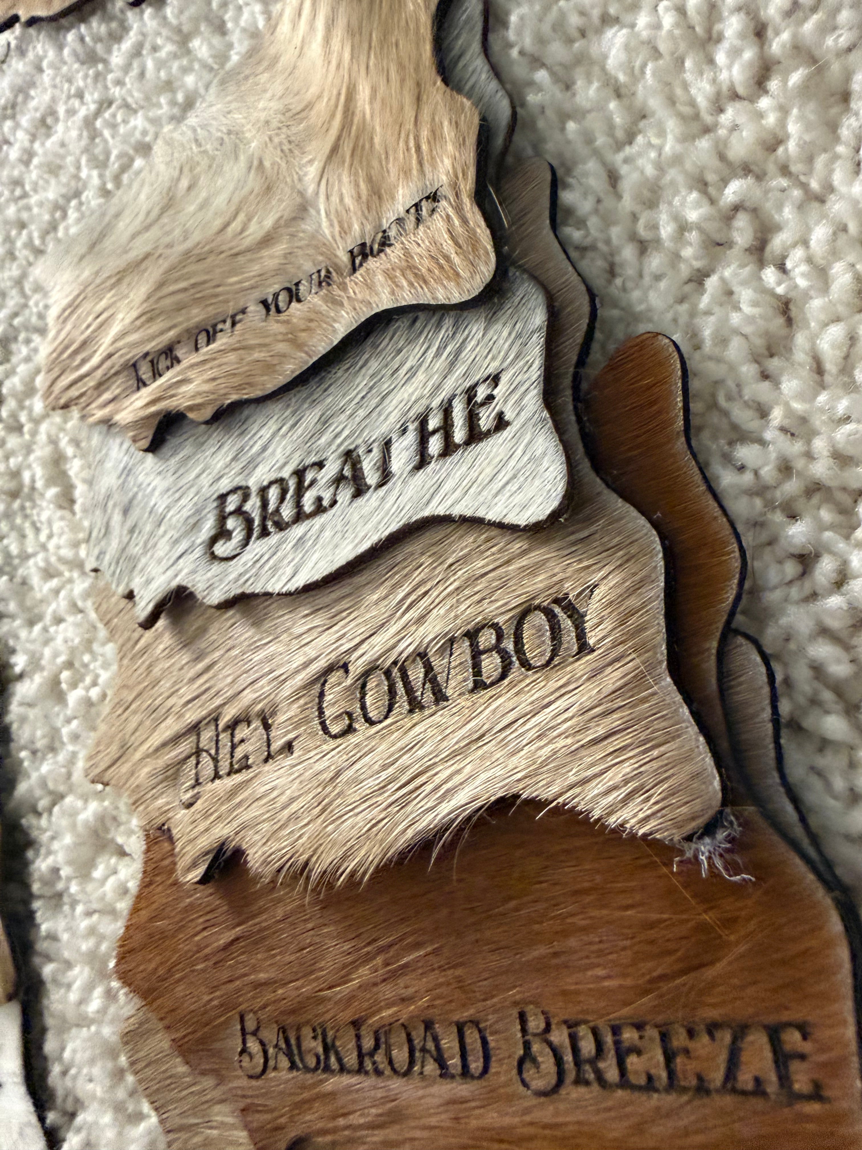Quote/Saying Cowhide Engraved Coasters