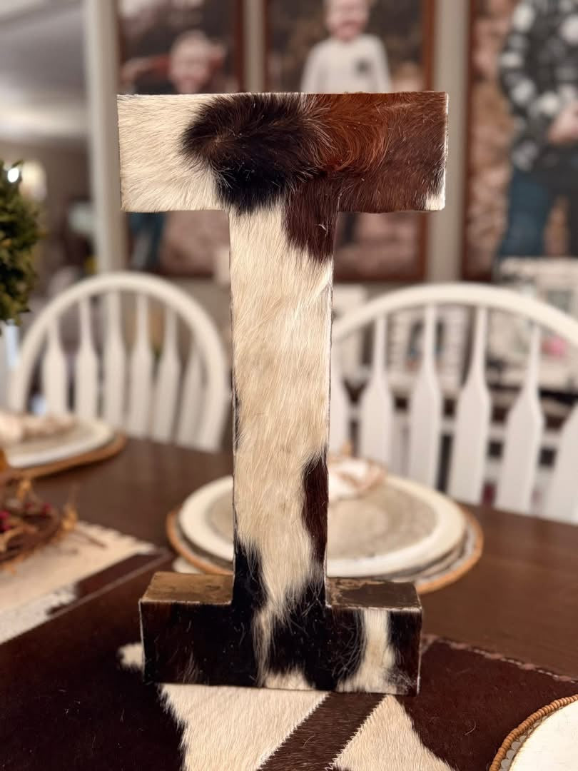 Plain or Patchwork Authentic Cowhide Letters with or without engraving and/or floral