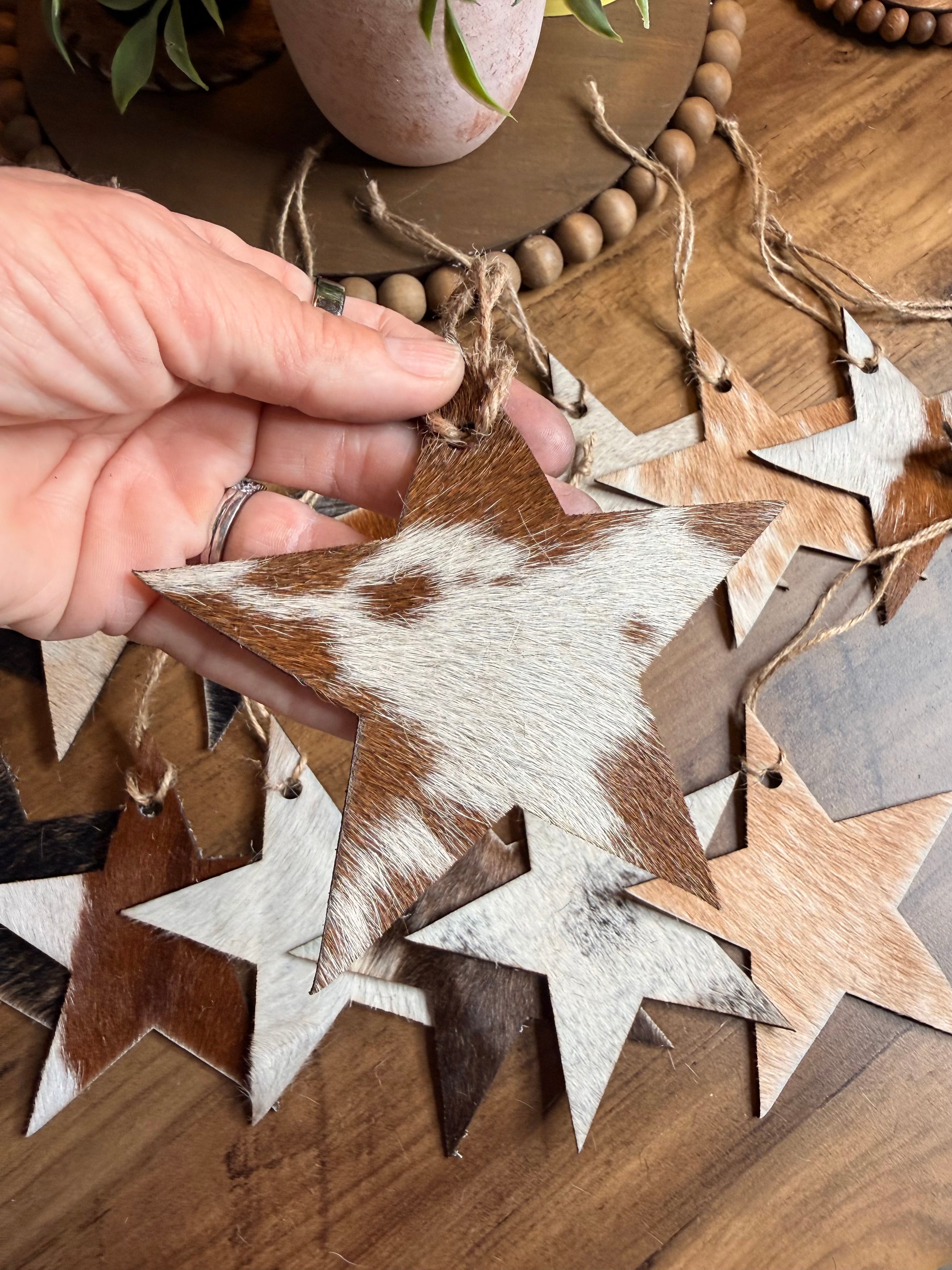 Handmade Genuine, Cowhide  Star Ornament