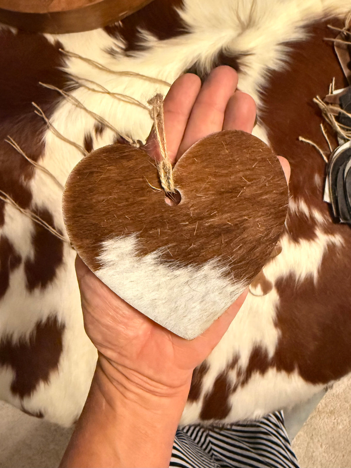 Handmade Genuine Cowhide Heart Ornaments