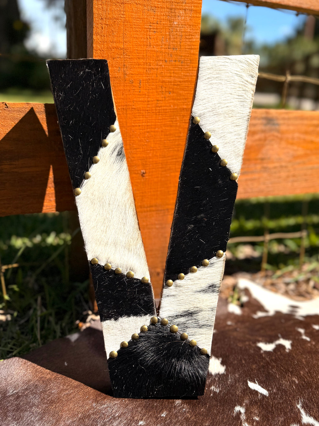 Plain or Patchwork Authentic Cowhide Letters with or without engraving and/or floral