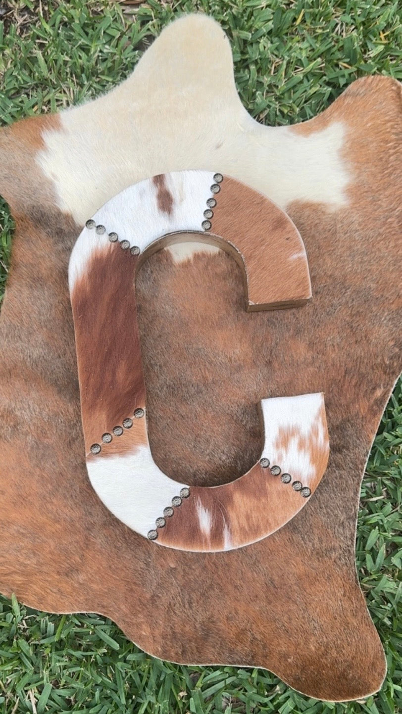 Plain or Patchwork Authentic Cowhide Letters with or without engraving and/or floral