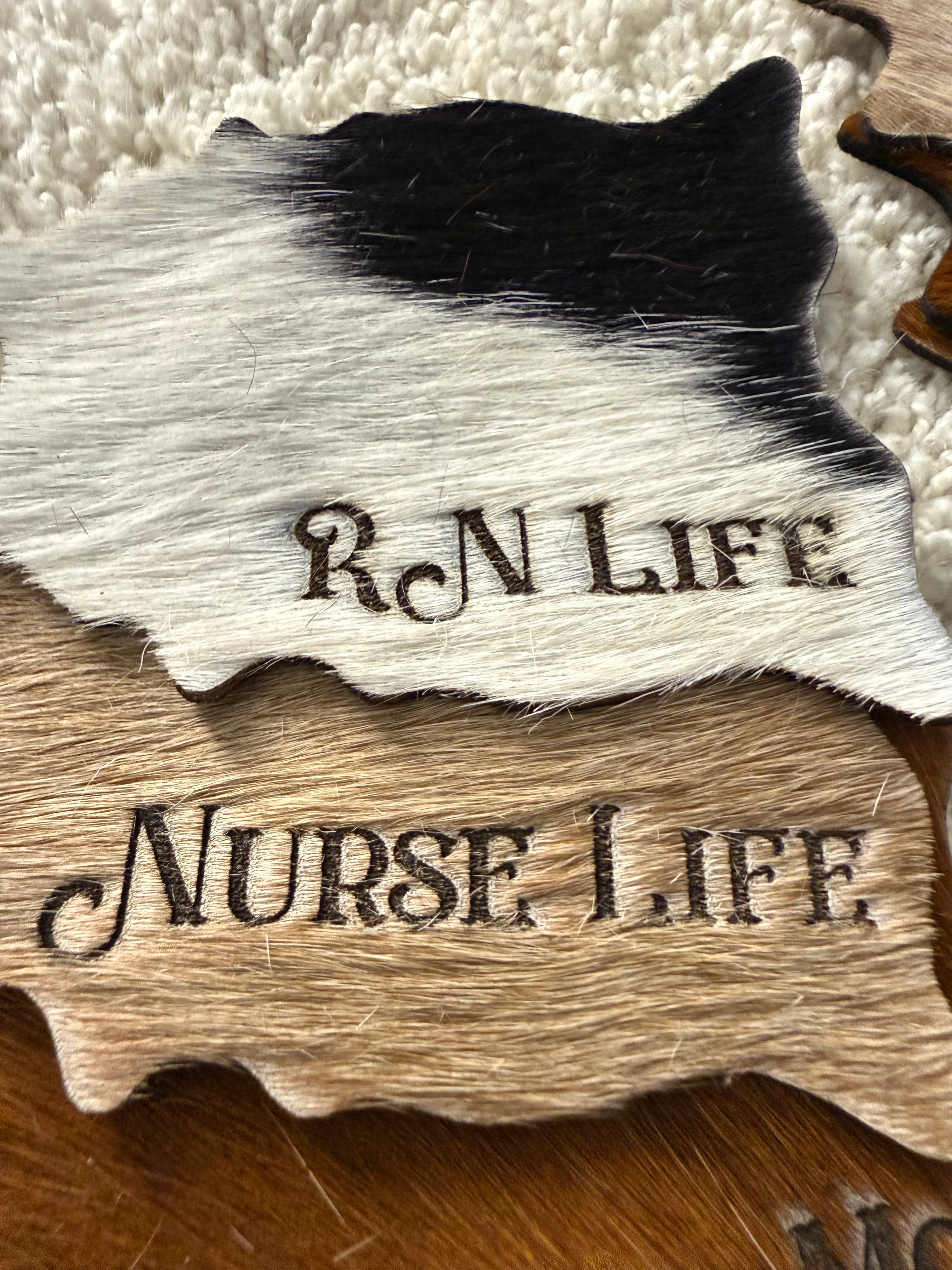 Quote/Saying Cowhide Engraved Coasters