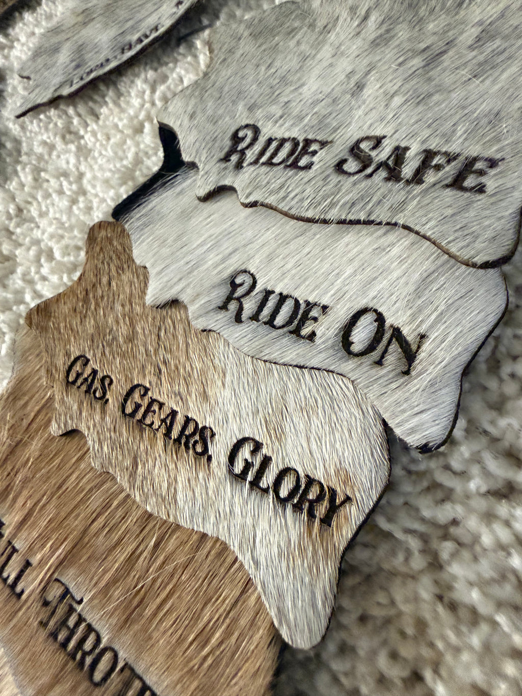 Quote/Saying Cowhide Engraved Coasters