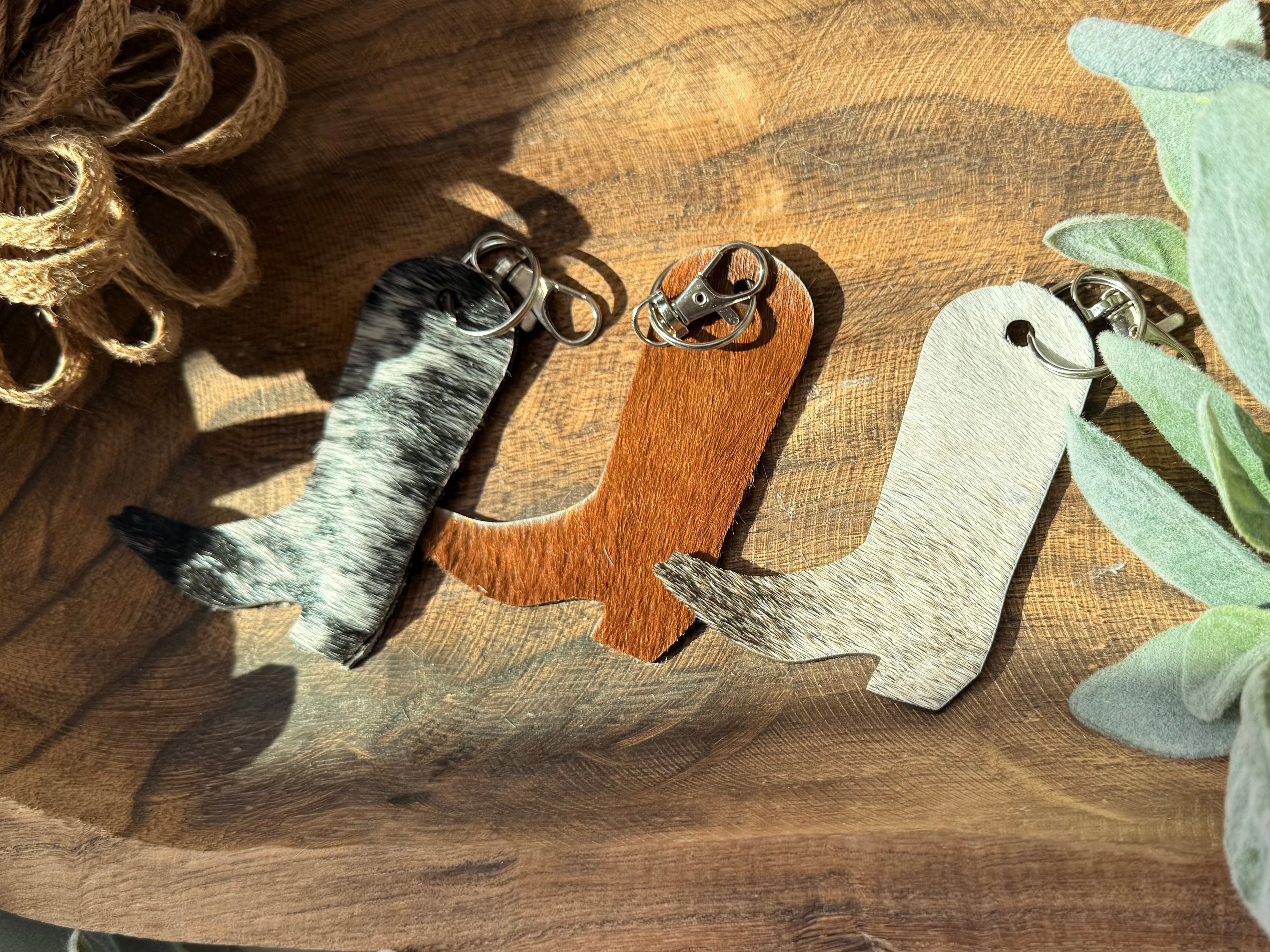 Authentic Cowhide Boot Keychain
