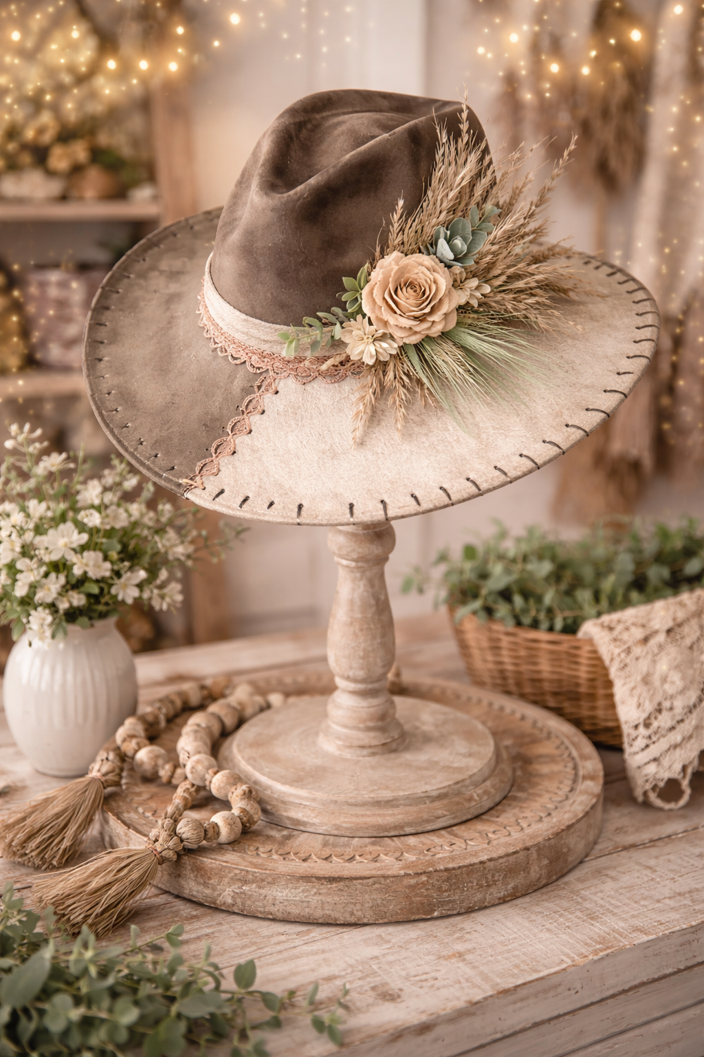 Dusty Trail Western Fedora – Handcrafted Boho Statement Hat