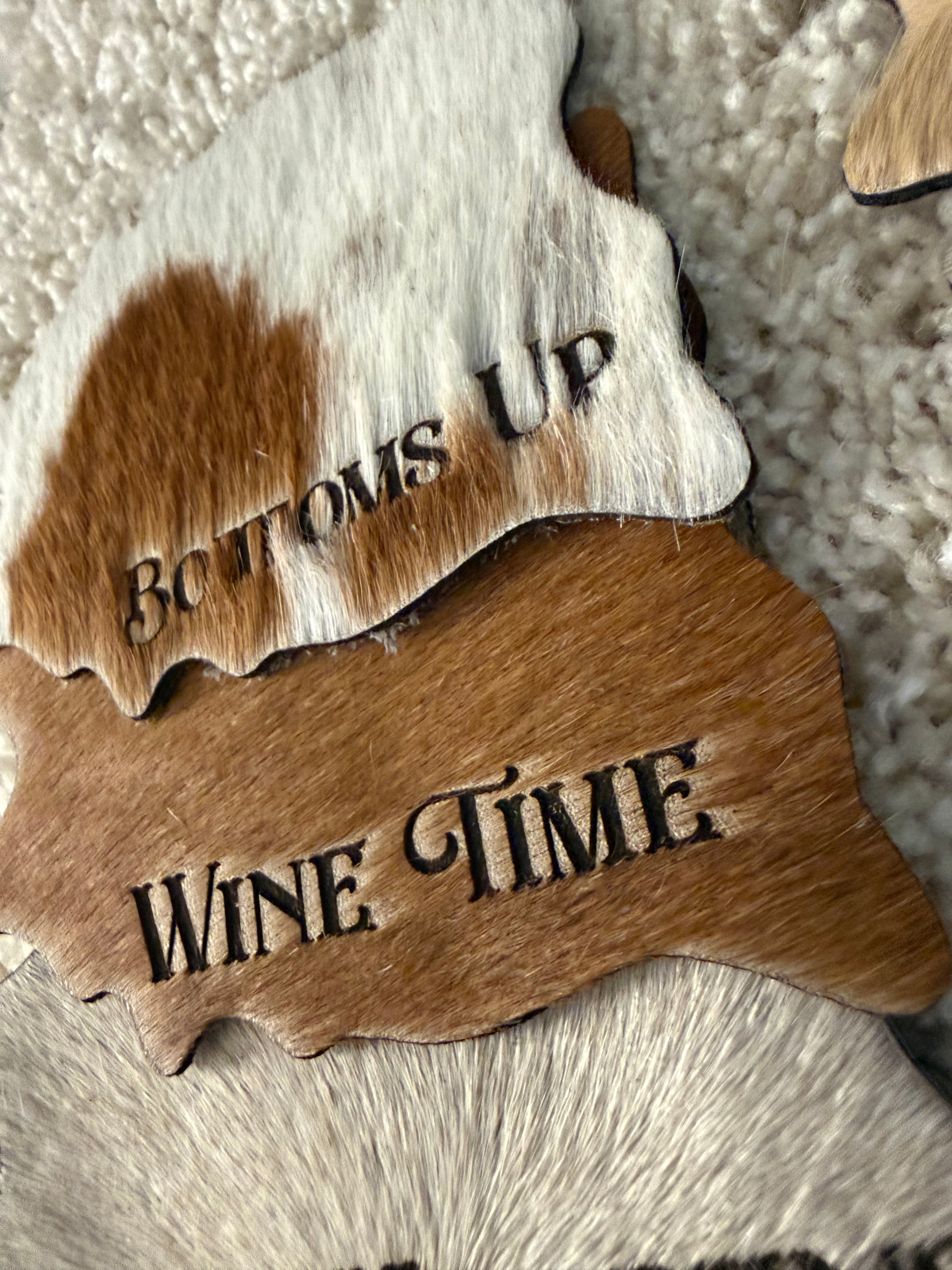 Quote/Saying Cowhide Engraved Coasters