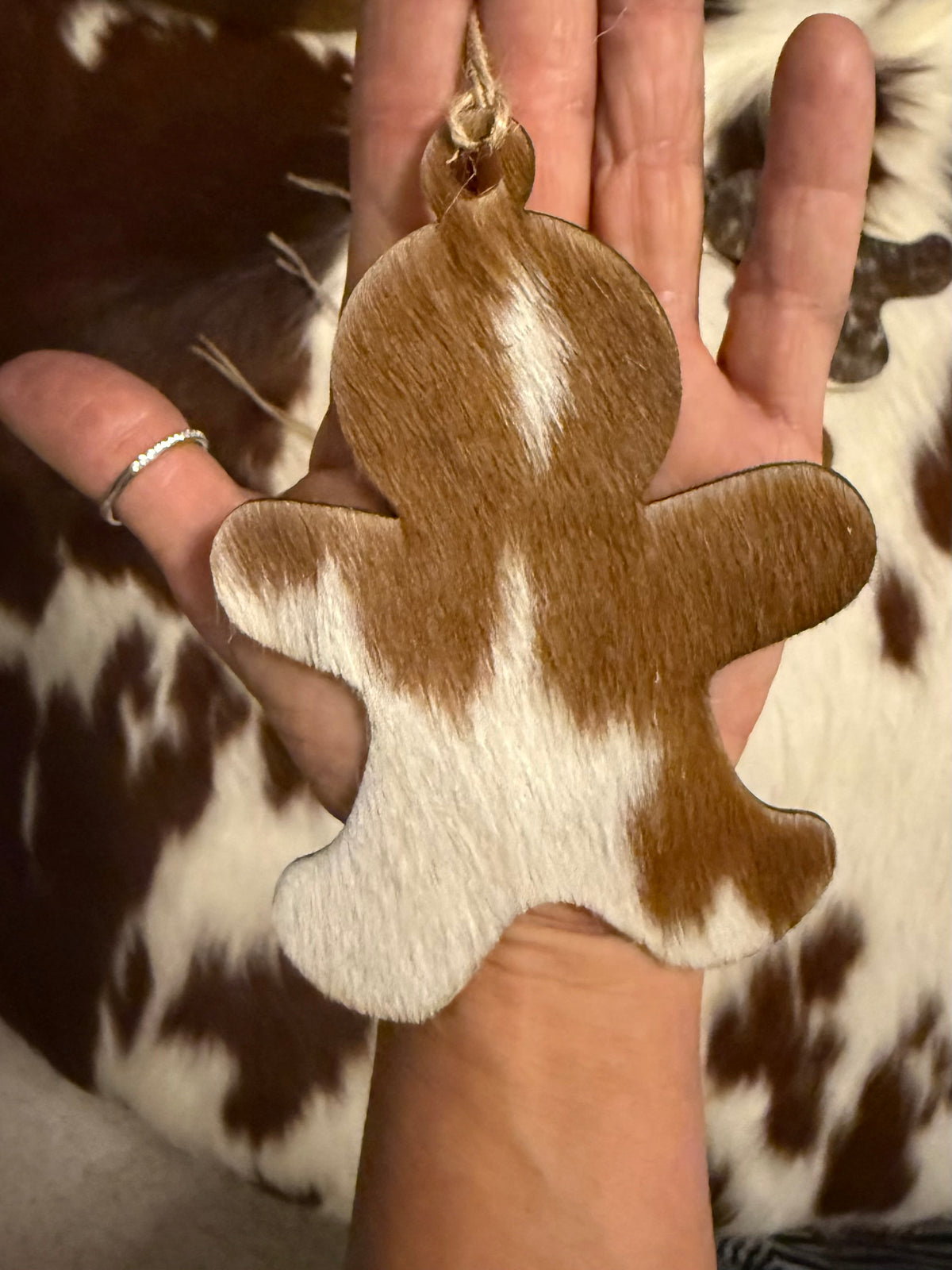 Handmade Genuine Cowhide Gingerbread Man Ornaments