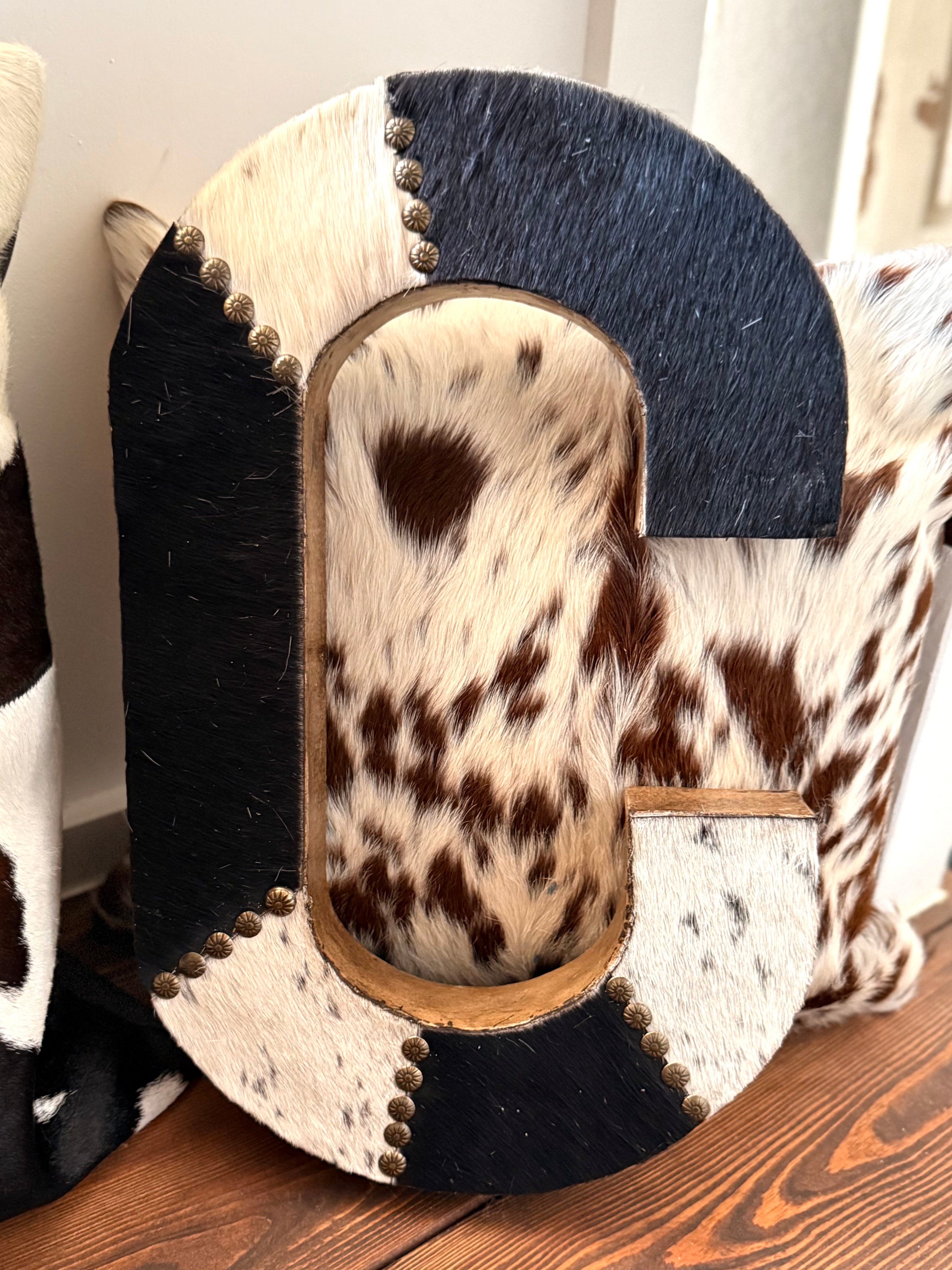 Plain or Patchwork Authentic Cowhide Letters with or without engraving and/or floral