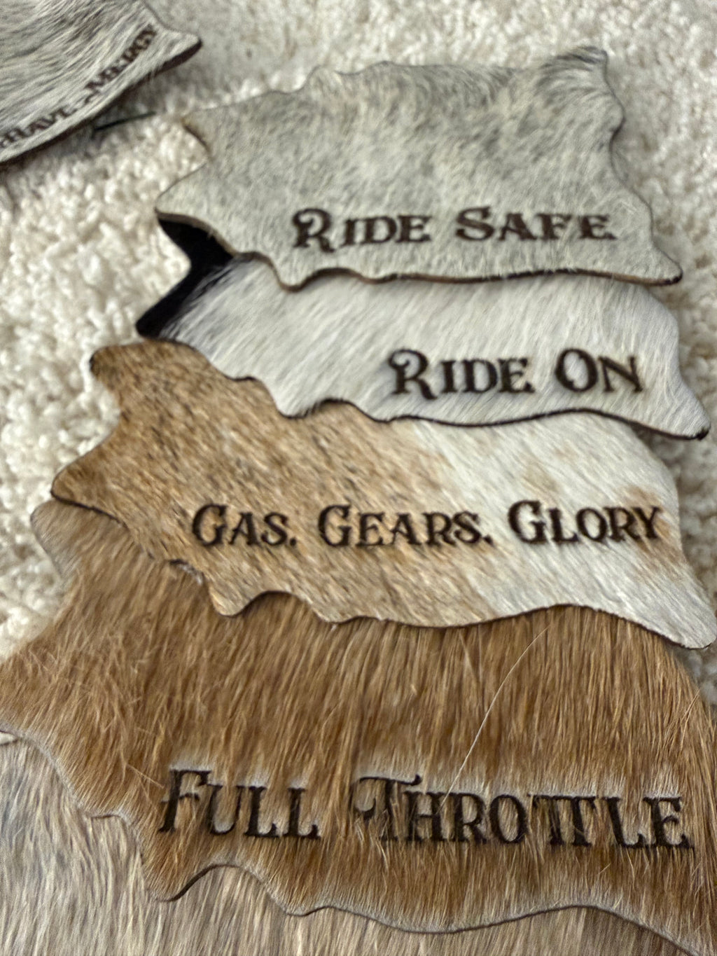 Quote/Saying Cowhide Engraved Coasters