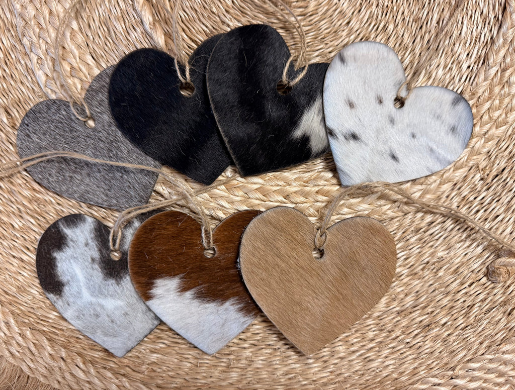 Handmade Genuine Cowhide Heart Ornaments