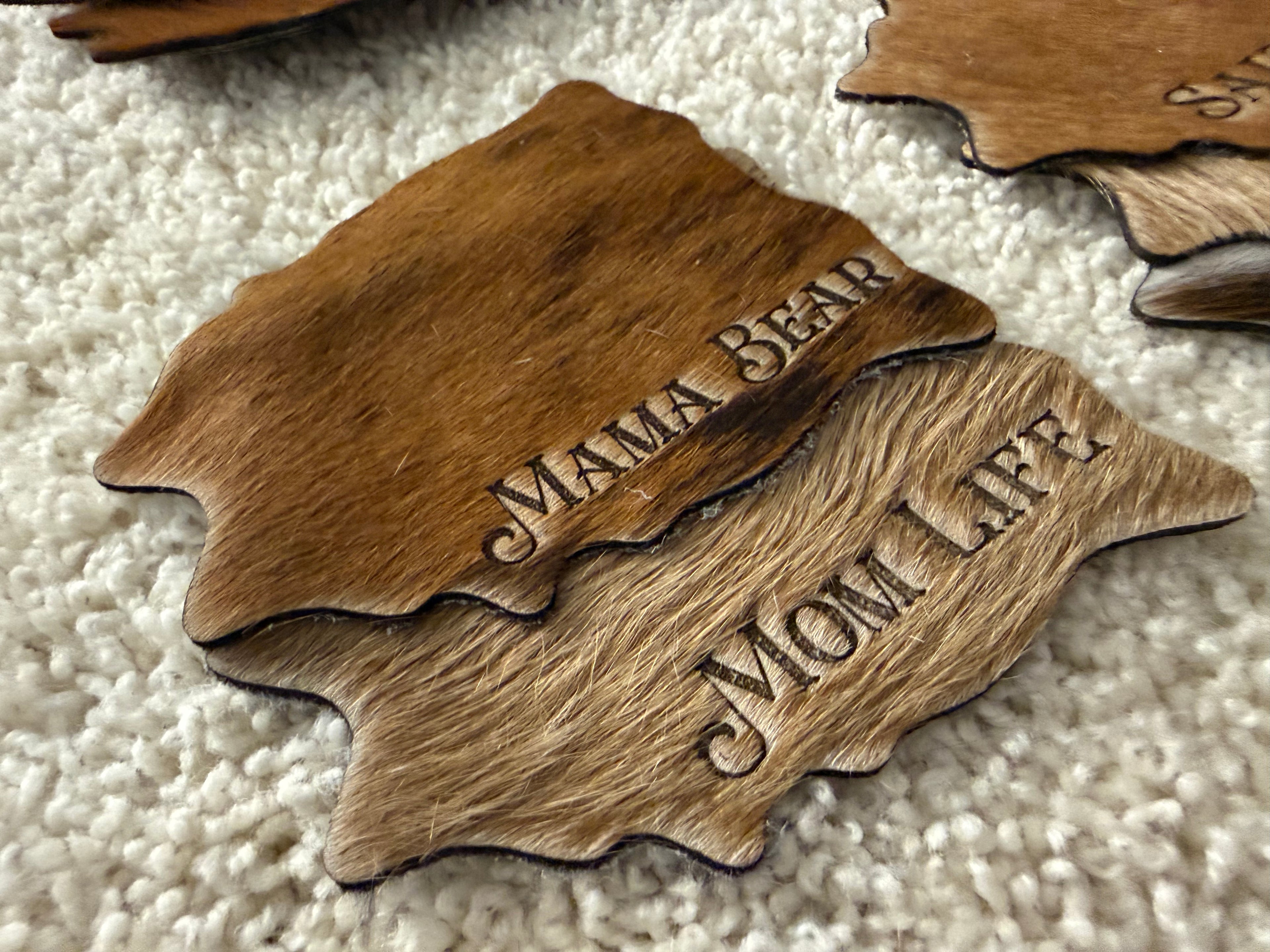 Quote/Saying Cowhide Engraved Coasters