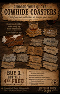 Quote/Saying Cowhide Engraved Coasters
