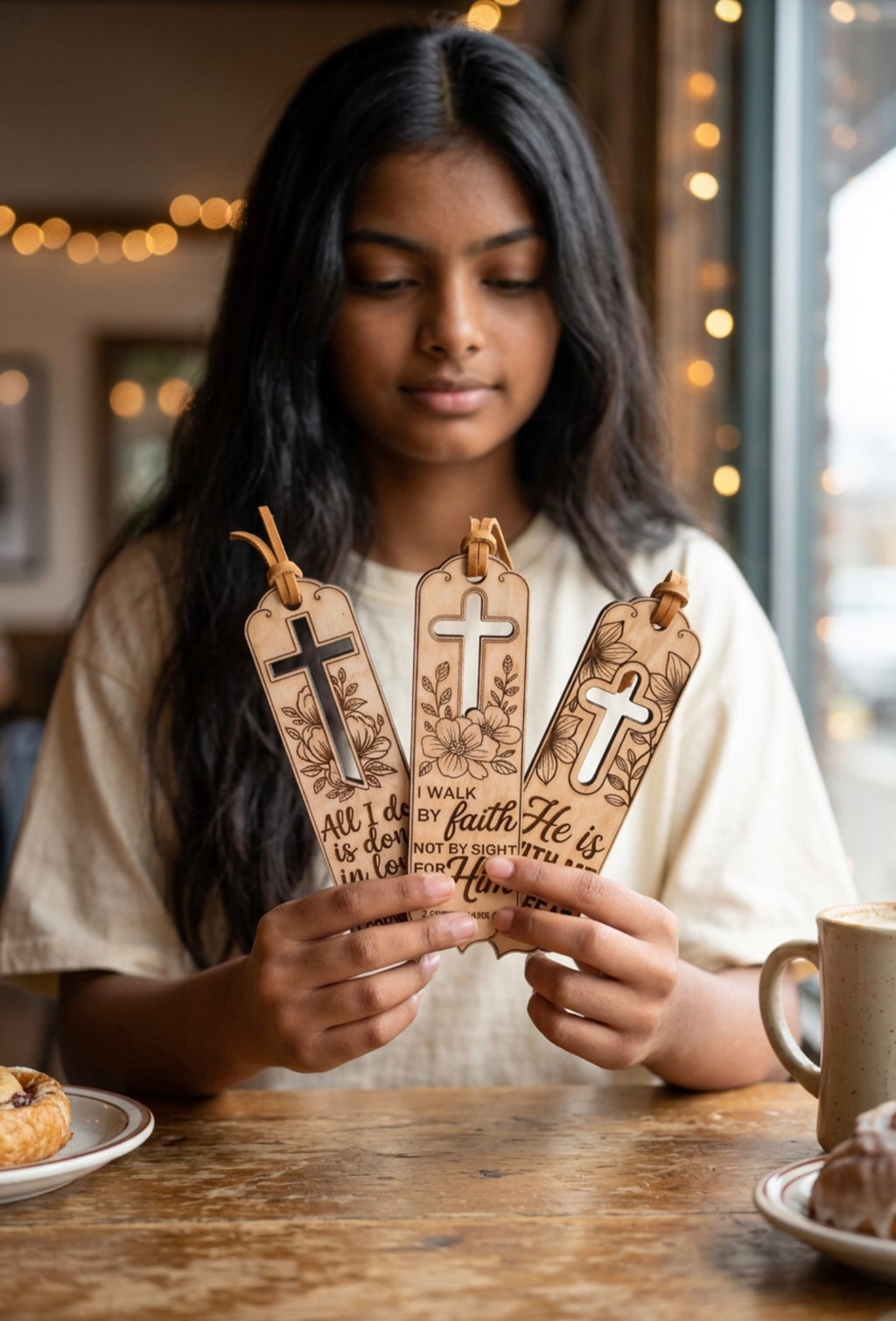 Laser-Cut Christian Bookmark | Cross Scripture Bookmark | Faith-Inspired Wooden Bookmark