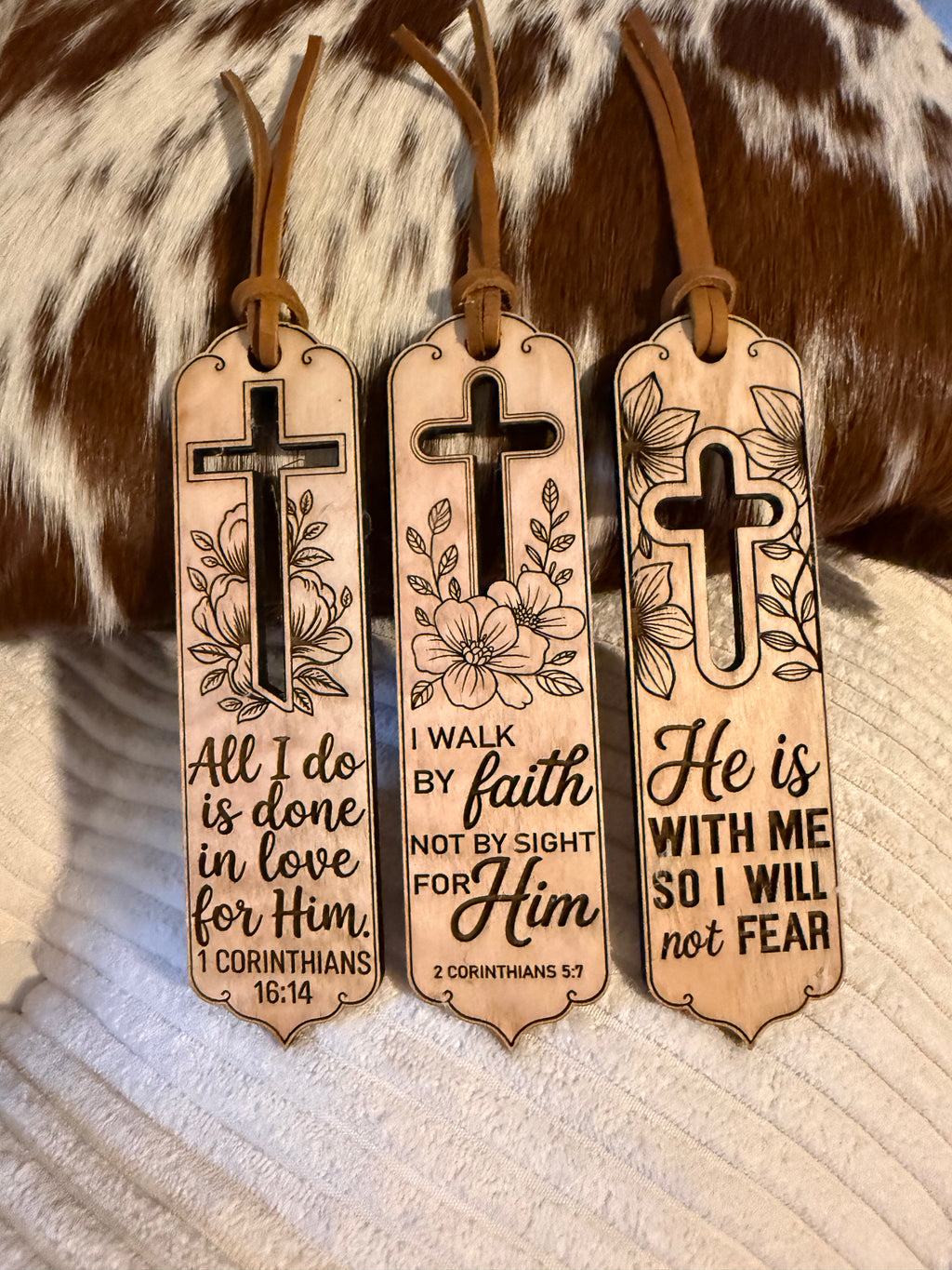 Laser-Cut Christian Bookmark | Cross Scripture Bookmark | Faith-Inspired Wooden Bookmark