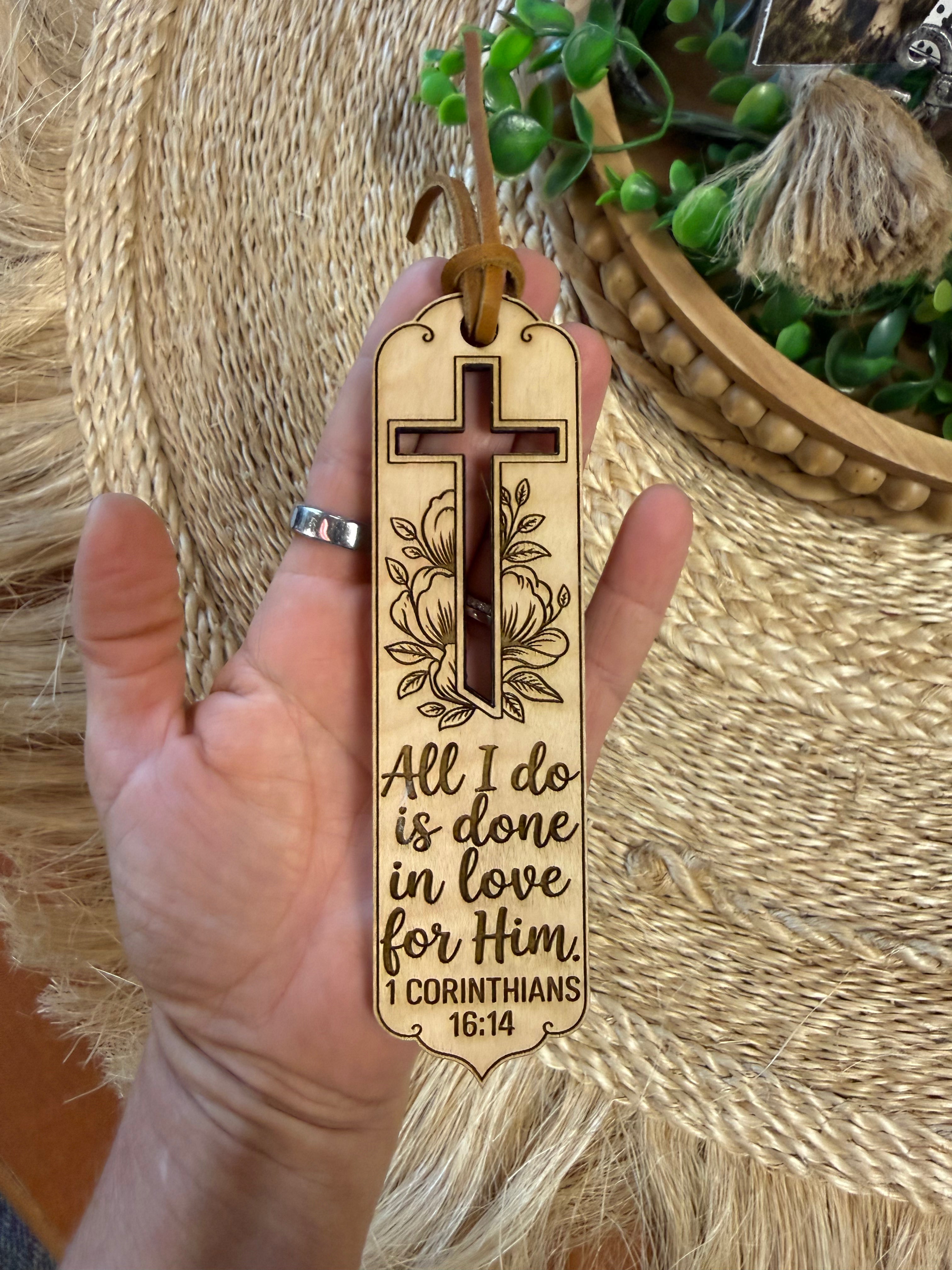 Laser-Cut Christian Bookmark | Cross Scripture Bookmark | Faith-Inspired Wooden Bookmark